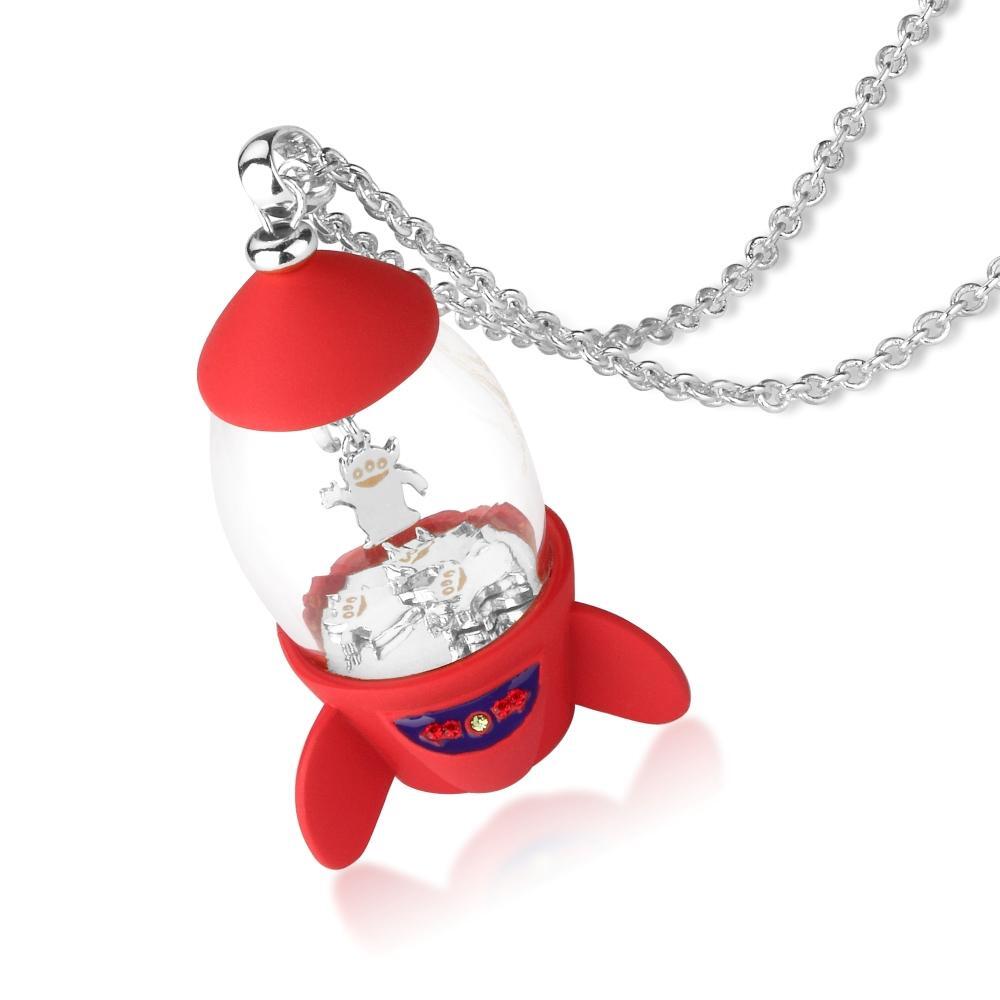 Couture Kingdom - Disney - Toy Story Pizza Planet Rocket Necklace White Gold