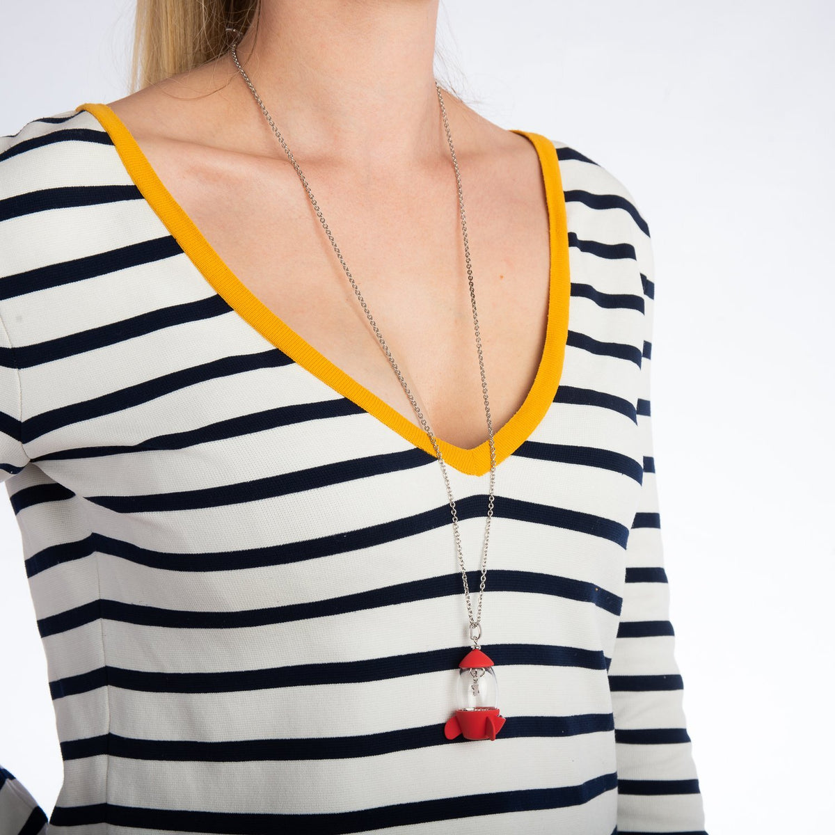 Couture Kingdom - Disney - Toy Story Pizza Planet Rocket Necklace White Gold
