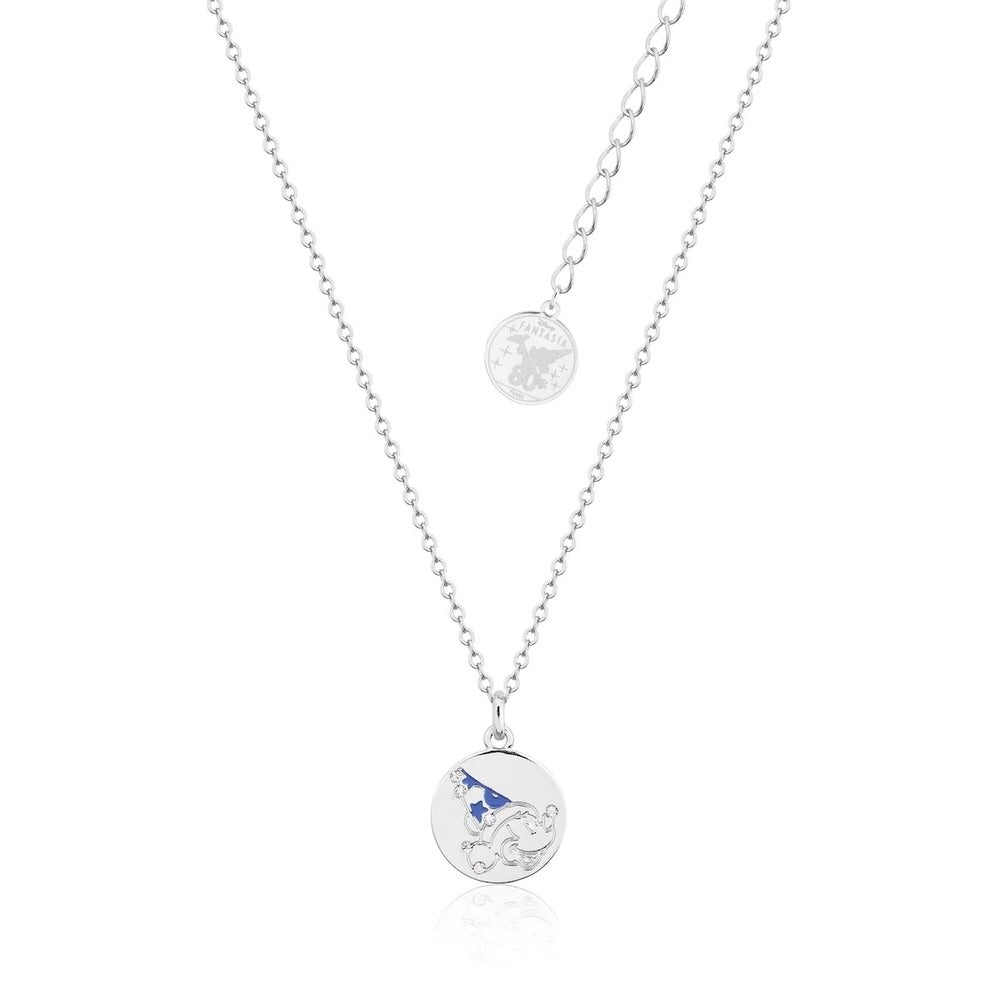 Couture Kingdom - Disney - Fantasia Sorcerer Mickey Medallion Necklace White Gold