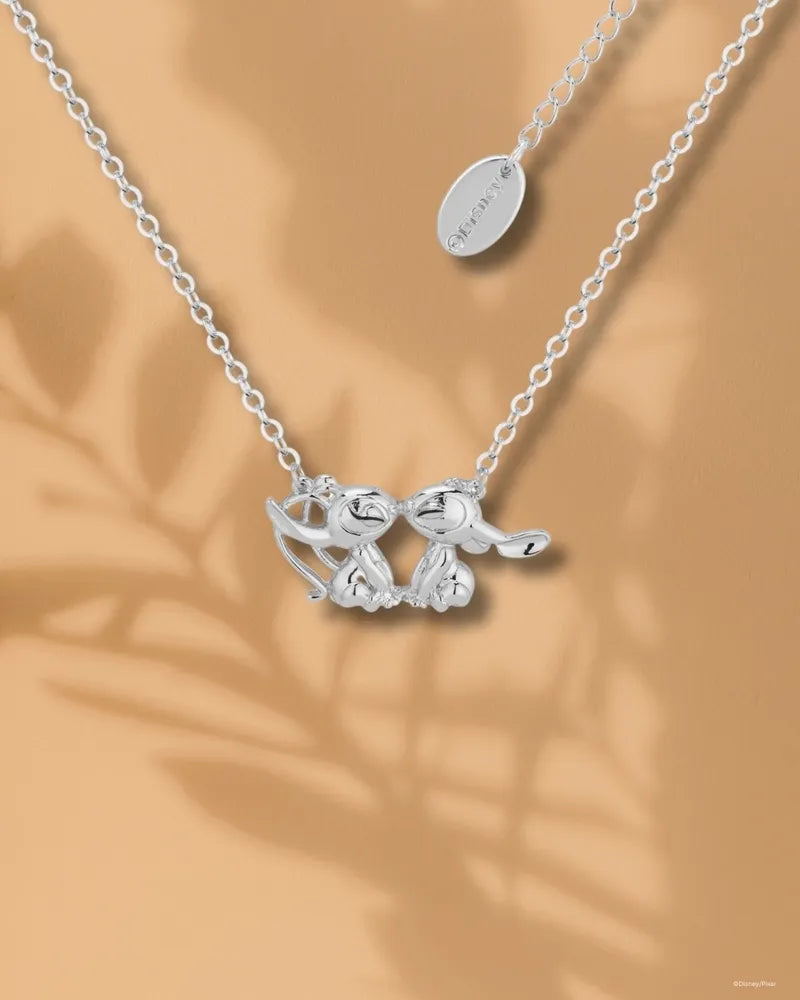Couture Kingdom - Disney - Lilo & Stitch Angel Kissing Necklace Silver