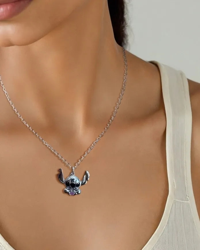 Couture Kingdom - Disney - Lilo & Stitch Crystal Heart Necklace Silver