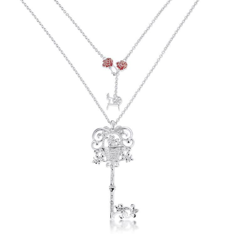 Couture Kingdom - Disney - Sleeping Beauty Aurora Key Necklace White Gold