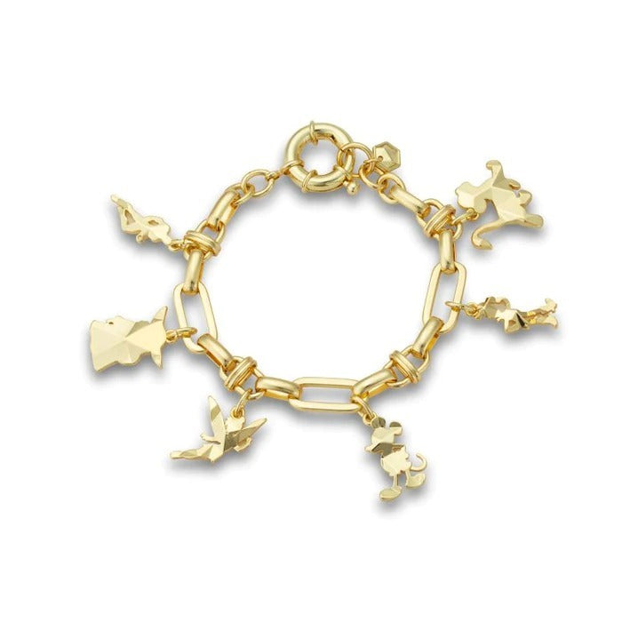 Disney Couture Kingdom - D100 - Multi-Franchise Collectors Charm Bracelet Yellow Gold