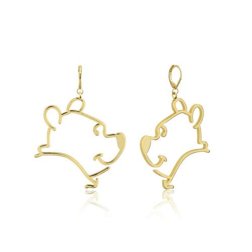 Couture Kingdom - Disney - Winnie the Pooh Outline Drop Earrings Yellow Gold