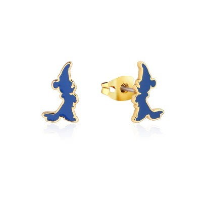 Couture Kingdom - Disney - Fantasia Sorcerer's Apprentice Mickey Enamel Silhouette Stud Earrings Gold