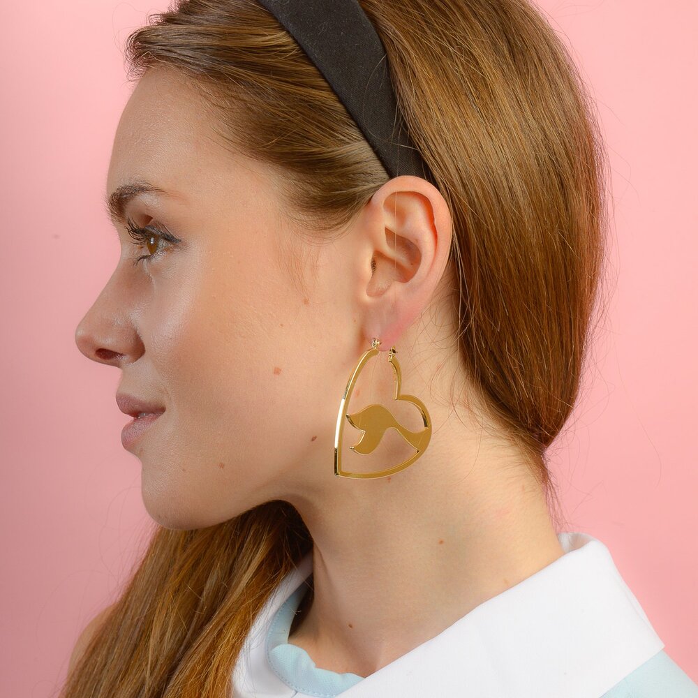 Couture Kingdom - Disney - Ariel Mermaid Tail Hoop Earrings Yellow Gold