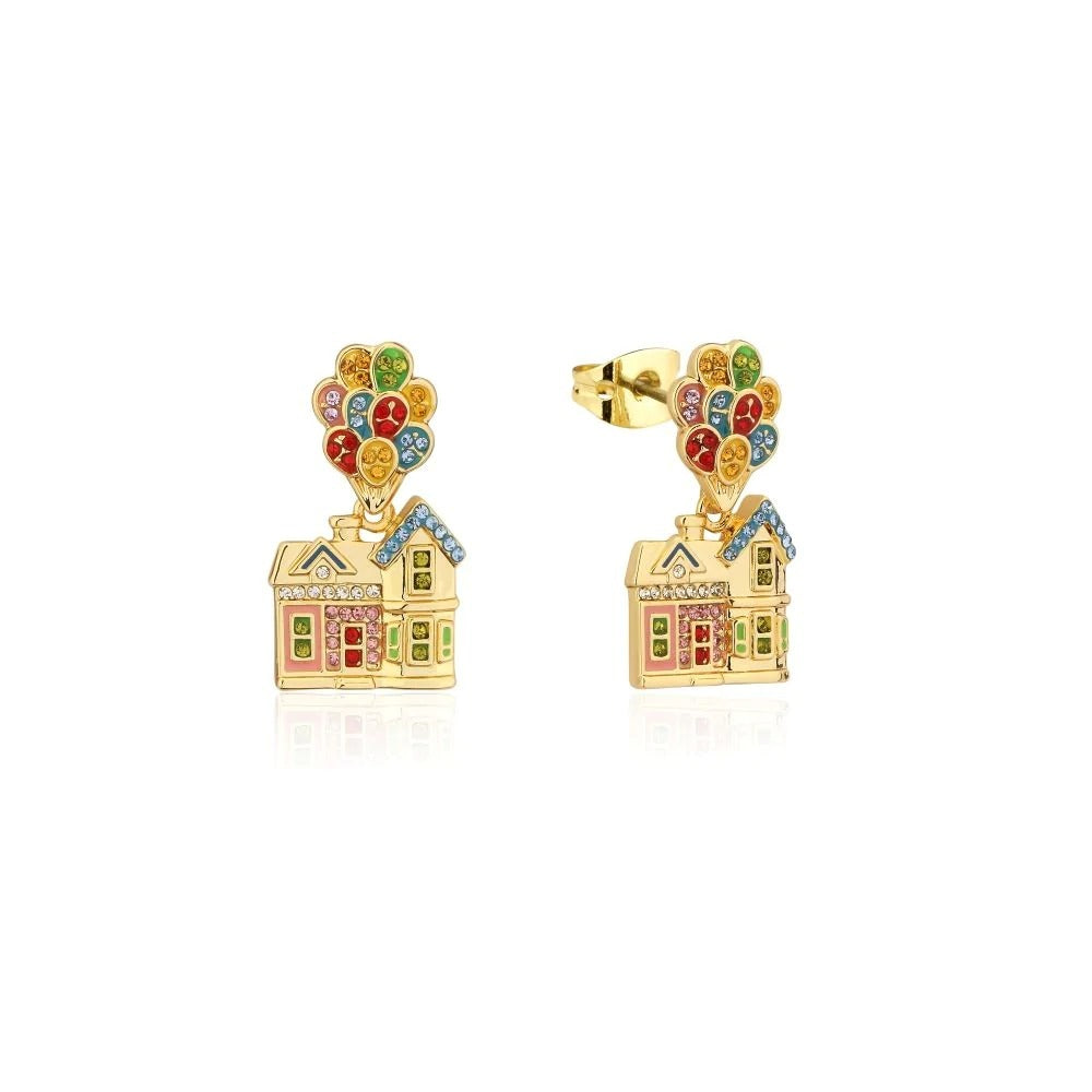 Couture Kingdom - Disney - Up Crystal House Drop Earrings Yellow Gold