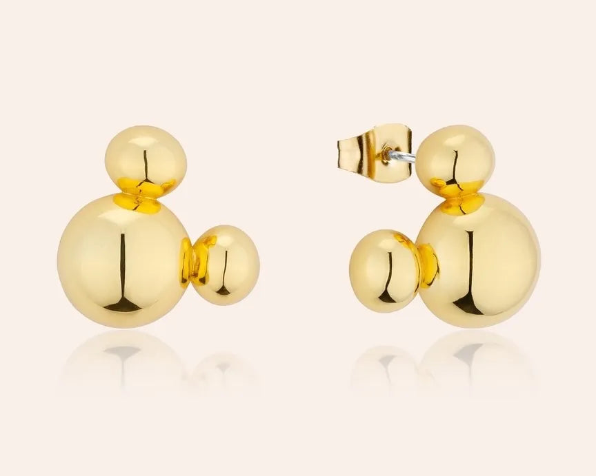 Couture Kingdom - Disney D100 - Mickey Mouse Statement Stud Earrings Yellow Gold