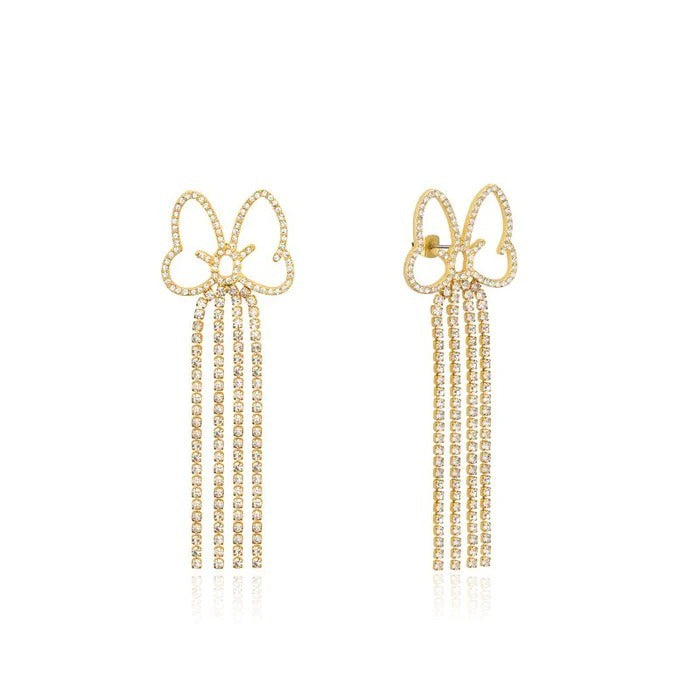Couture Kingdom - Disney D100 - Minnie Mouse Crystal Bow Drop Earrings Yellow Gold