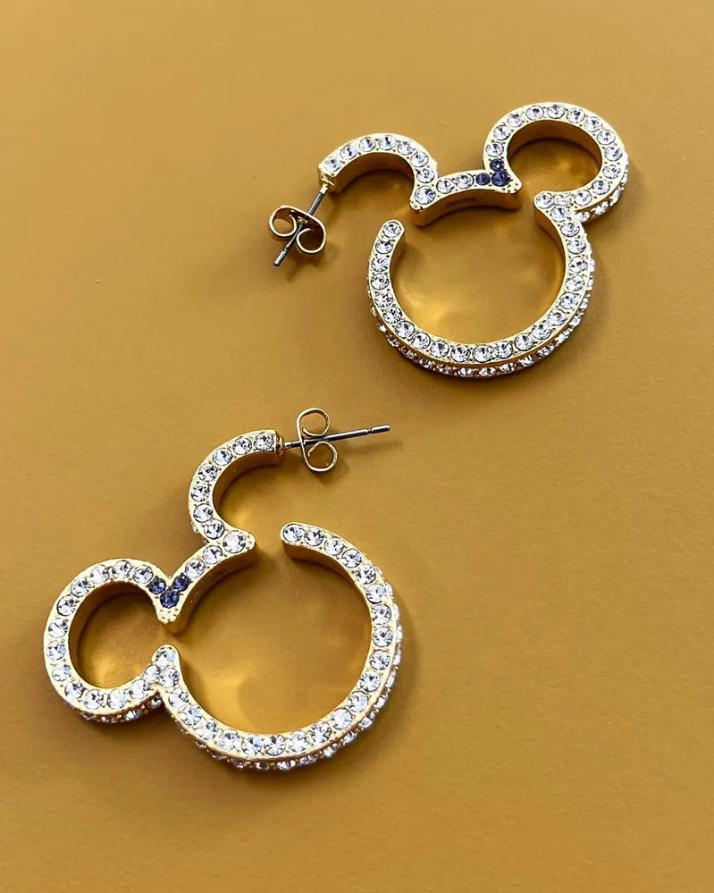 Couture Kingdom - Disney D100 - Mickey Mouse Crystal Hoop Earrings Yellow Gold