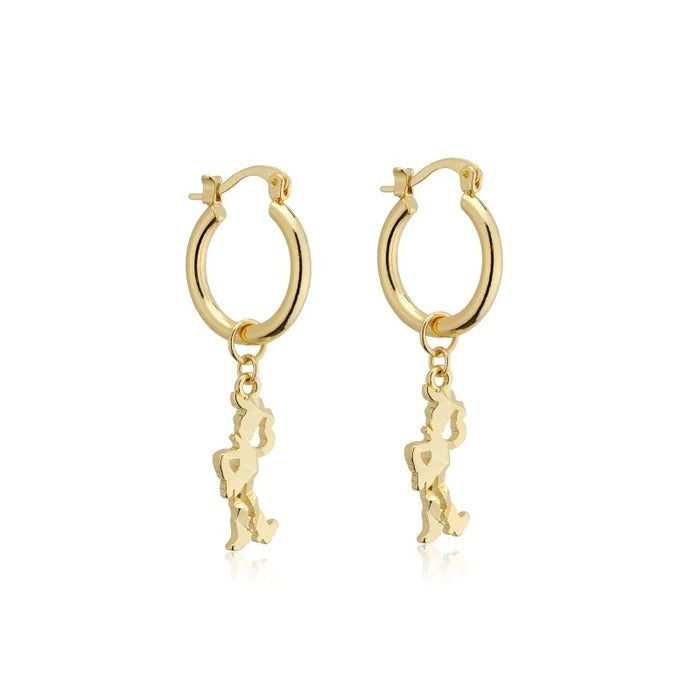 Couture Kingdom - Disney D100 - Woody Charm Hoop Earrings Yellow Gold
