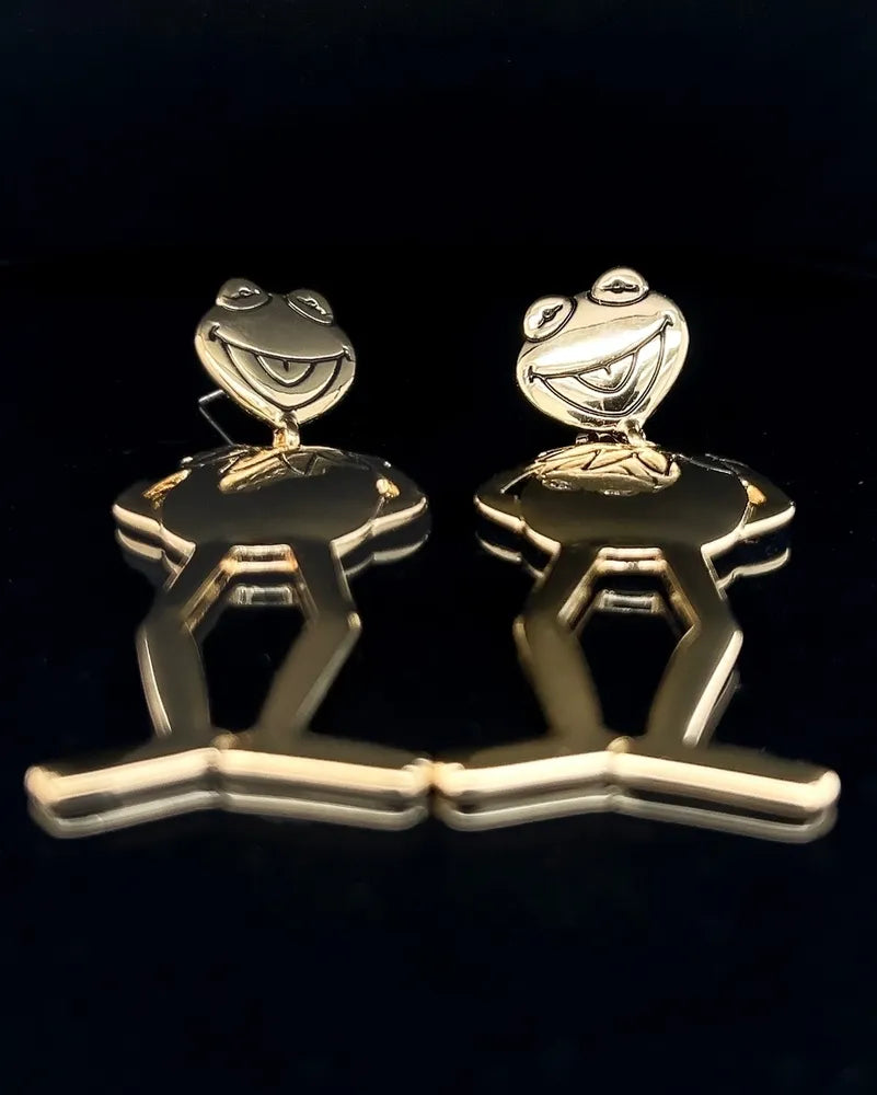 Couture Kingdom - The Muppets - Kermit The Frog Drop Earrings Gold