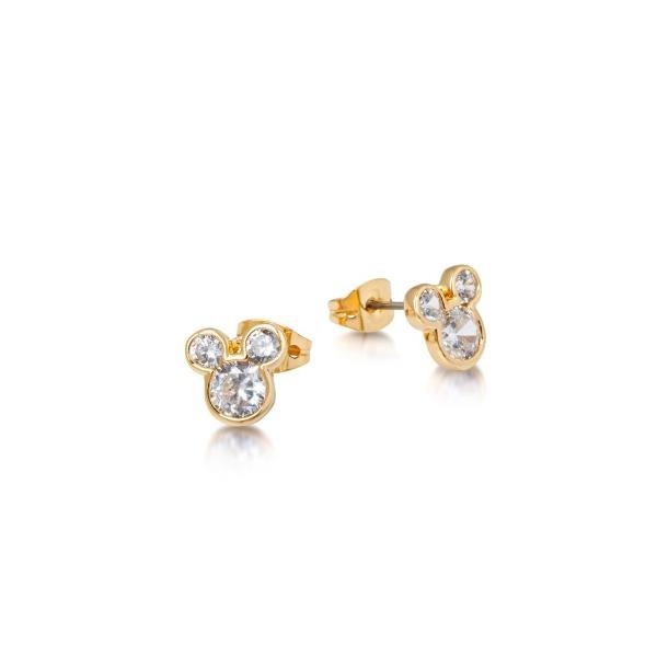 Couture Kingdom - Disney - Mickey Mouse Crystal Stud Earrings Yellow Gold