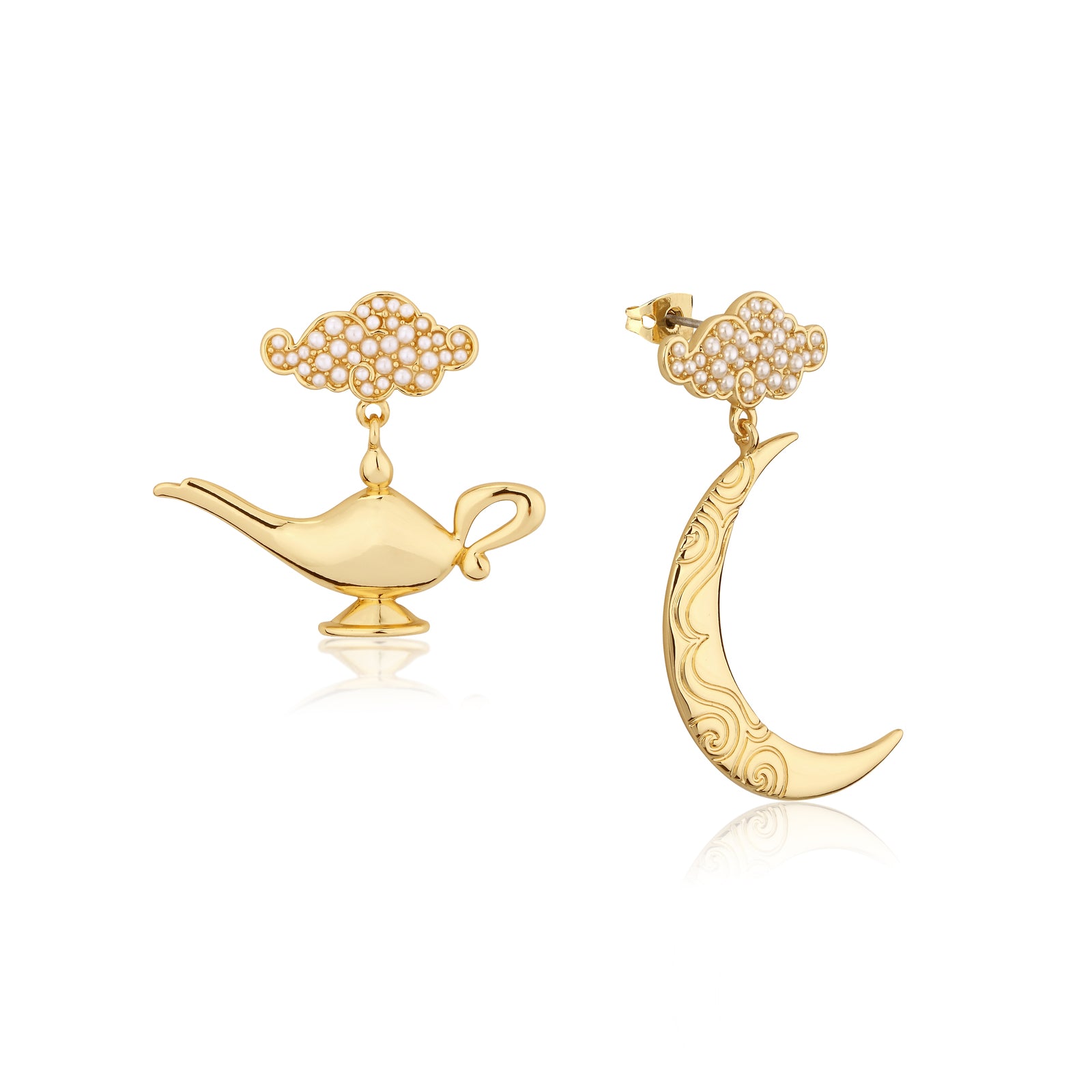 Couture Kingdom - Disney - Aladdin Genie Lamp in the Night Earrings Yellow Gold