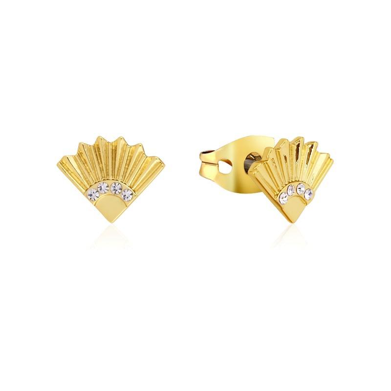 Couture Kingdom - Disney - Mulan Fan Stud Earrings Yellow Gold