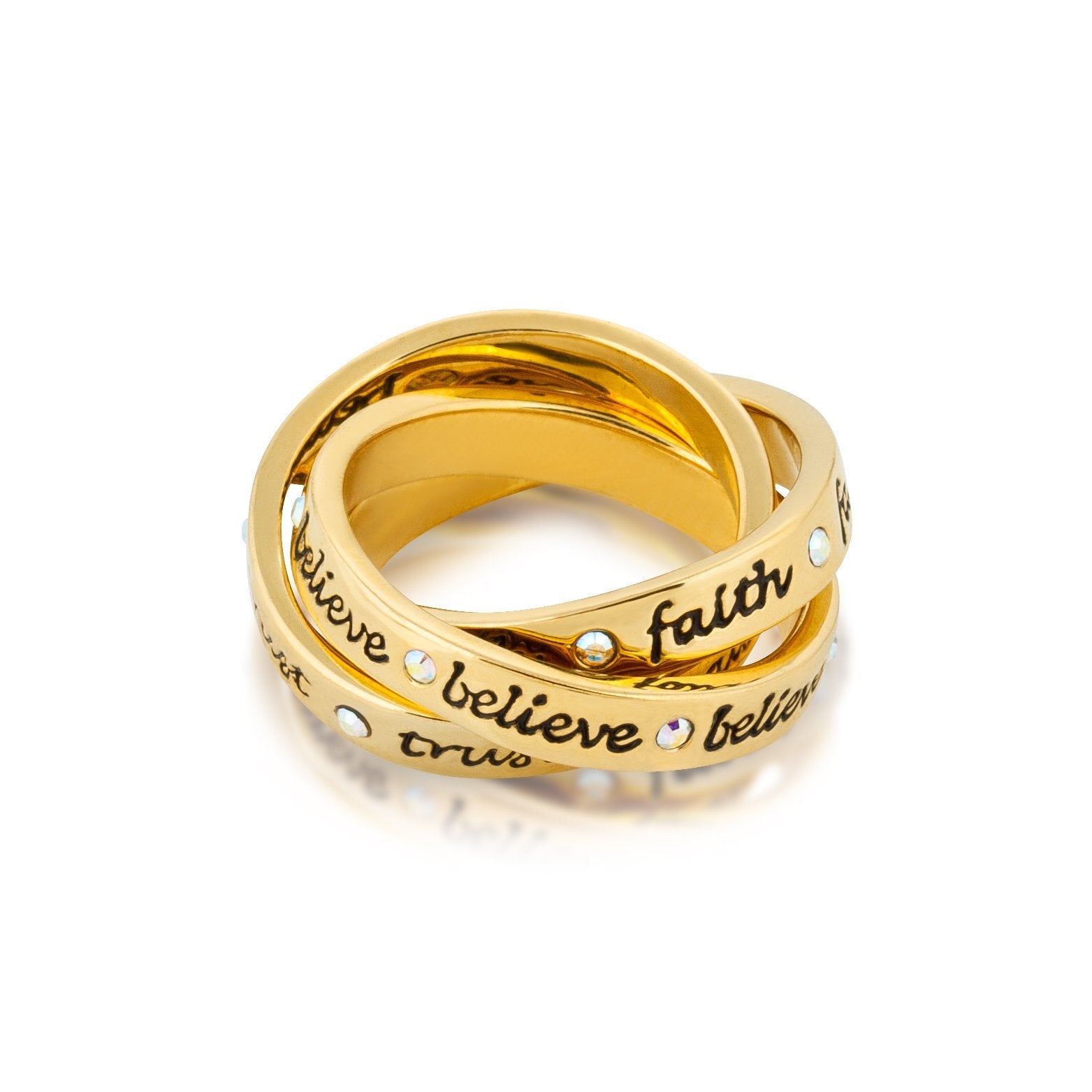 Couture Kingdom - Disney - Tinker Bell Interlocking Ring Yellow Gold Large