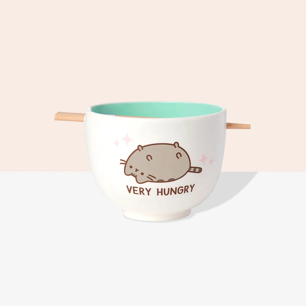Pusheen Very Hungry Ramen Bowl with Chopsticks