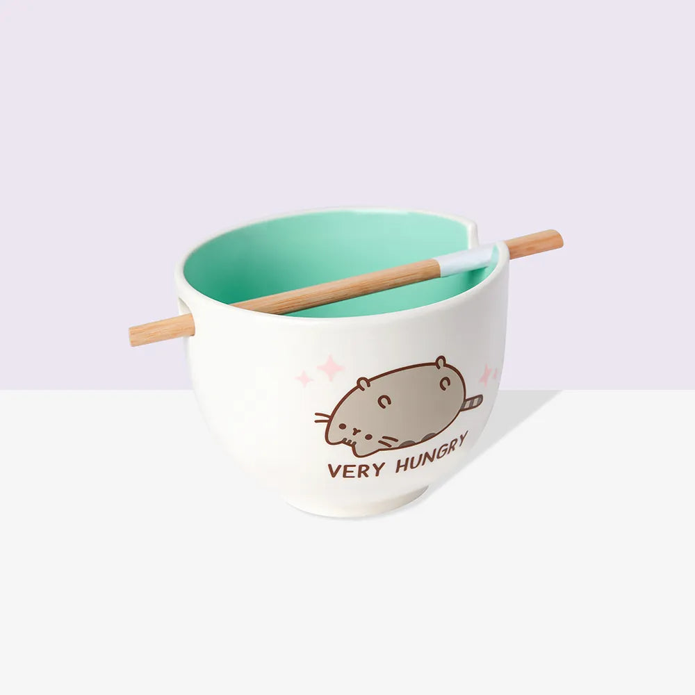 Pusheen Very Hungry Ramen Bowl with Chopsticks