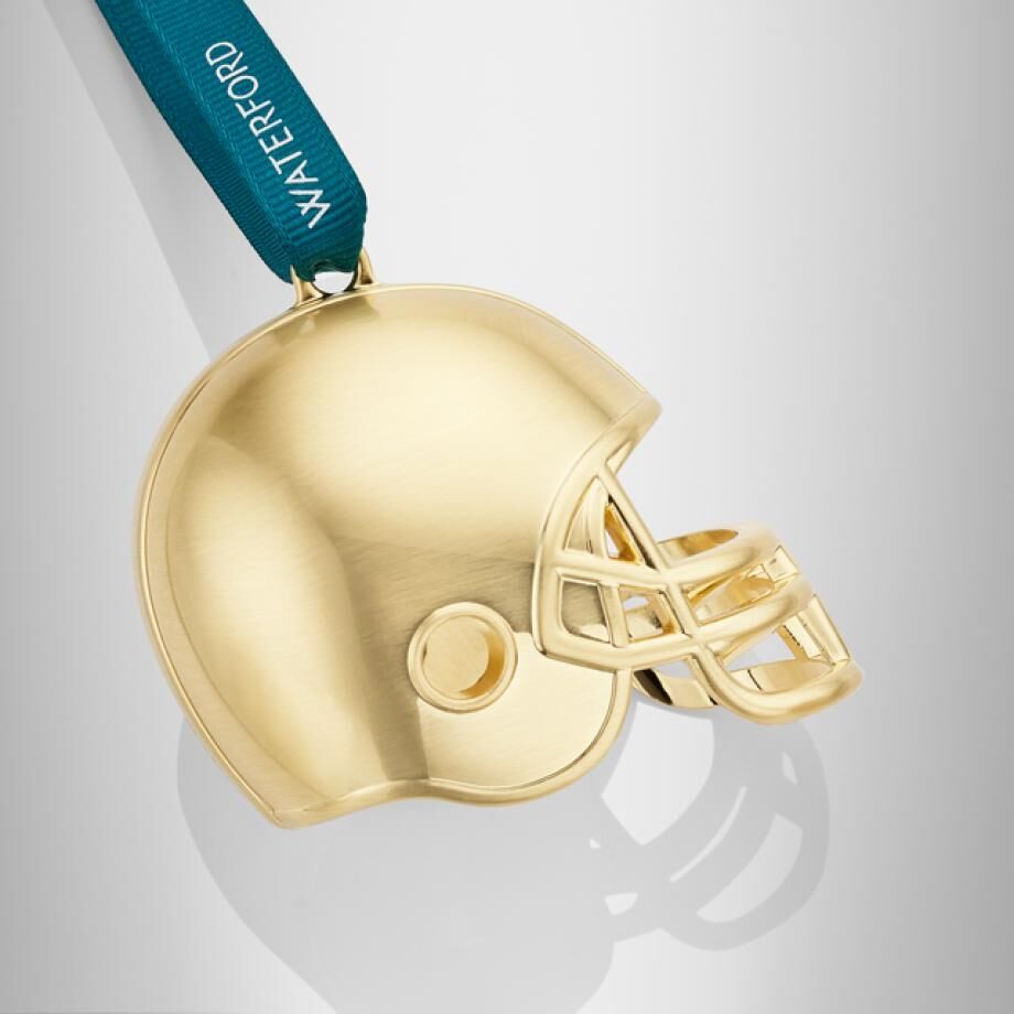 Waterford Golden Christmas Football Helmet Hanging Ornament