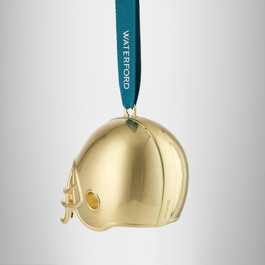 Waterford Golden Christmas Football Helmet Hanging Ornament