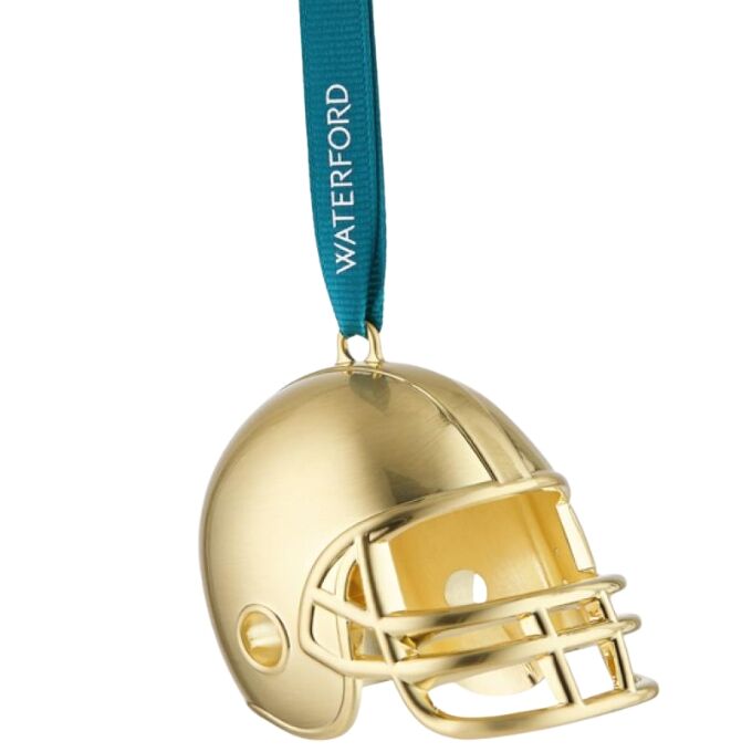 Waterford Golden Christmas Football Helmet Hanging Ornament