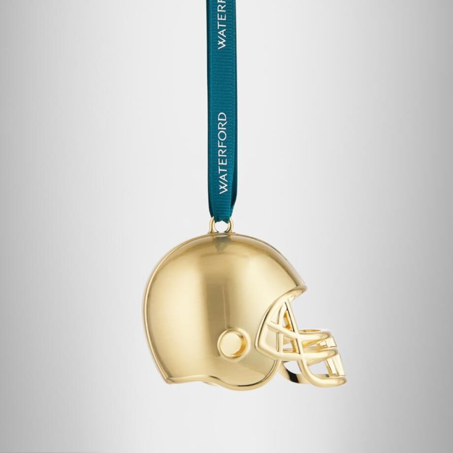 Waterford Golden Christmas Football Helmet Hanging Ornament
