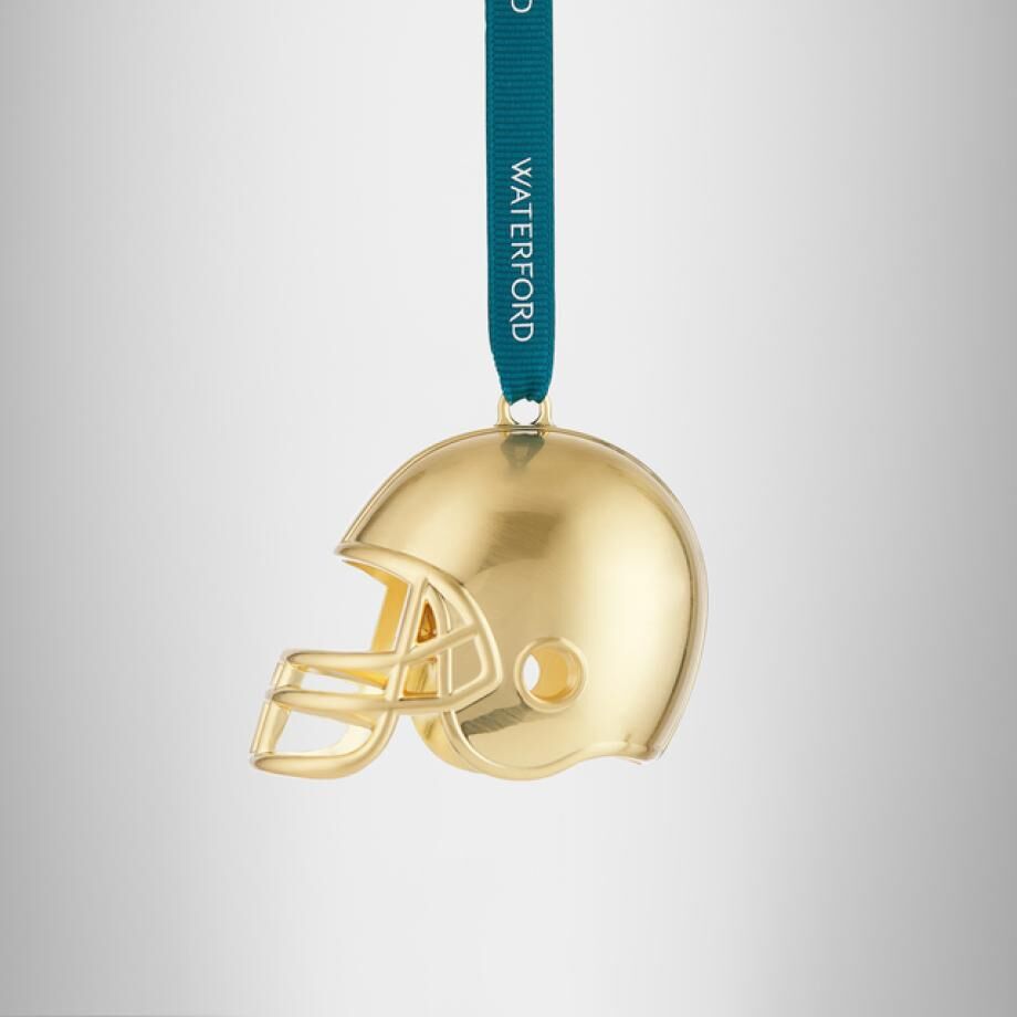 Waterford Golden Christmas Football Helmet Hanging Ornament