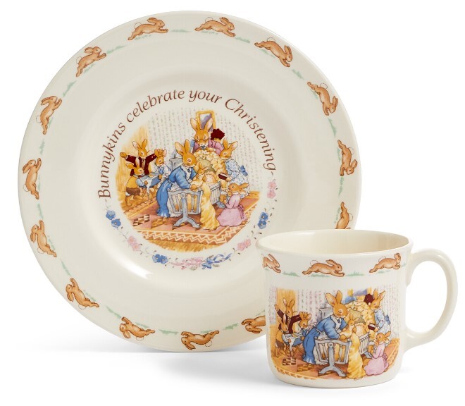 Royal Doulton Bunnykins Christening Plate & Mug 2 Piece Set