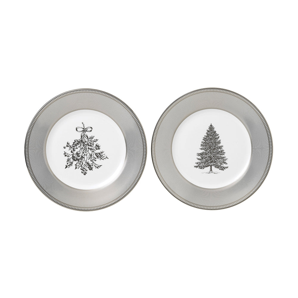 Wedgwood Winter White Set of 2 Christmas Plates 20cm
