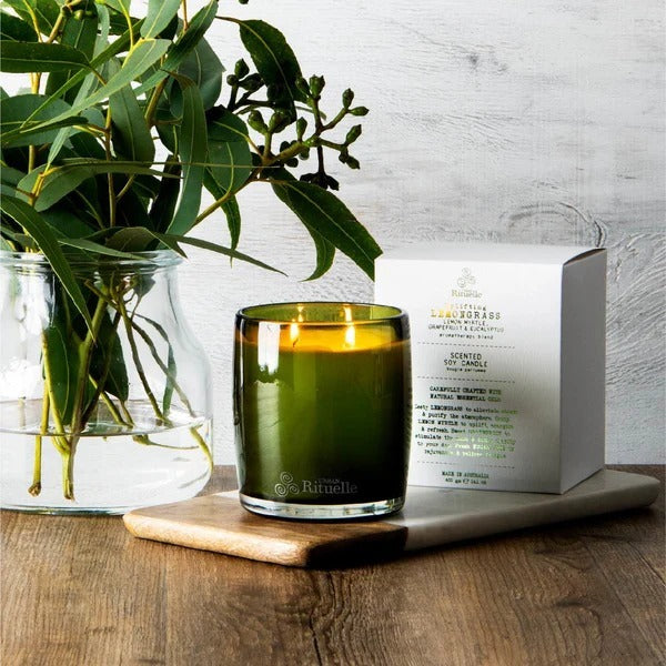 Urban Rituelle Flourish Organics Soy Candle - Lemongrass, Lemon Myrtle, Grapefruit & Eucalyptus 400gm