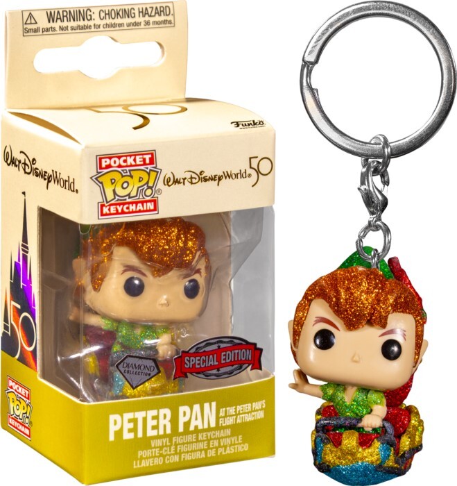 Pop! Vinyl Keychain - Walt Disney World 50th Anniversary - Peter Pan at the Pan's Flight Attraction Diamond Glitter US Exclusive