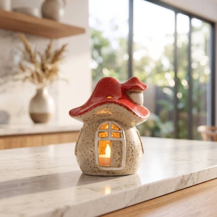 Splosh Whimsical Garden - Ceramic Mallow Mushroom Light Up House