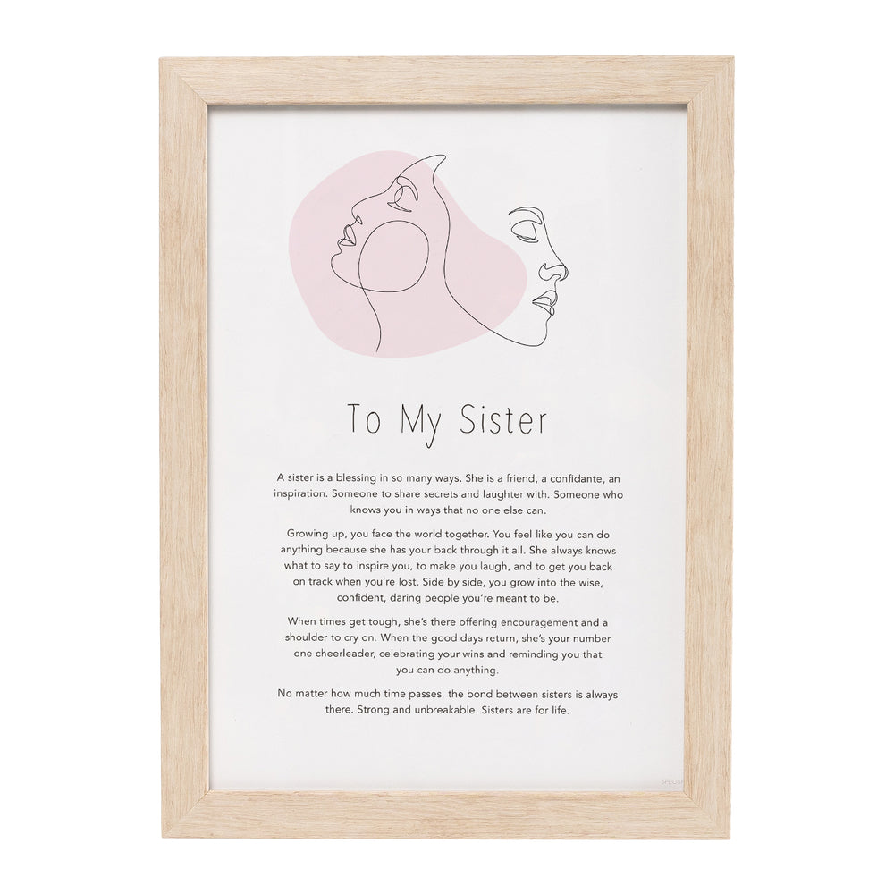 Splosh Gift Of Words plaque - To My Sister