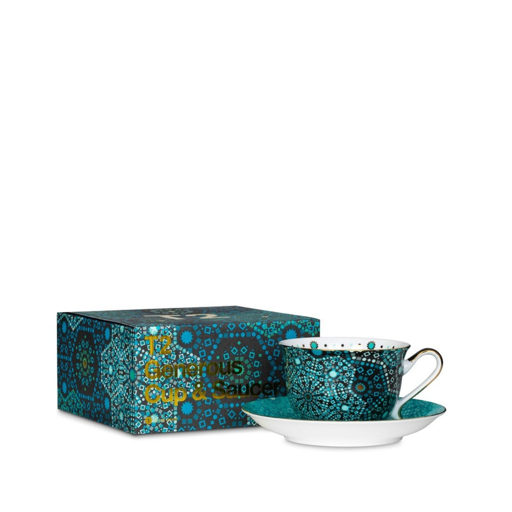 T2 Generous Cup And Saucer - Moroccan Tealeidoscope Green