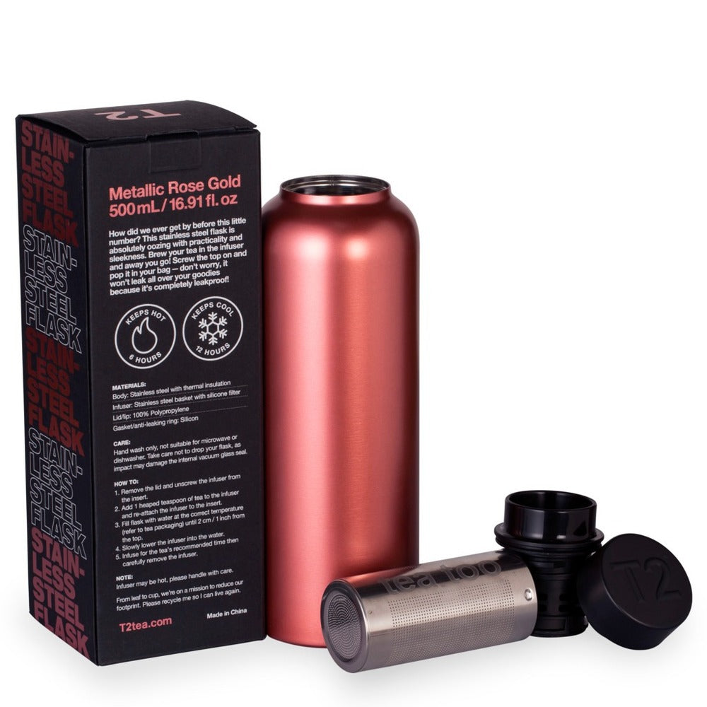 T2 Stainless Steel Flask - Metallic Rose Gold