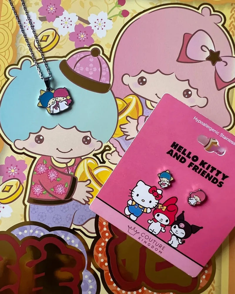 Couture Kingdom - Sanrio - Little Twin Stars Stud Earrings Silver