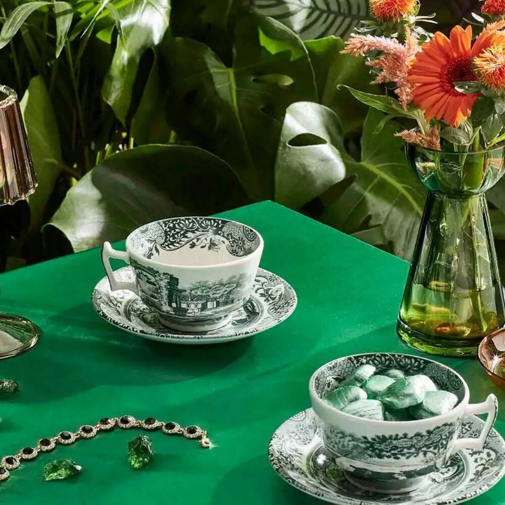 Spode Heritage Green Italian - Teacup & Saucer (Set of 4)