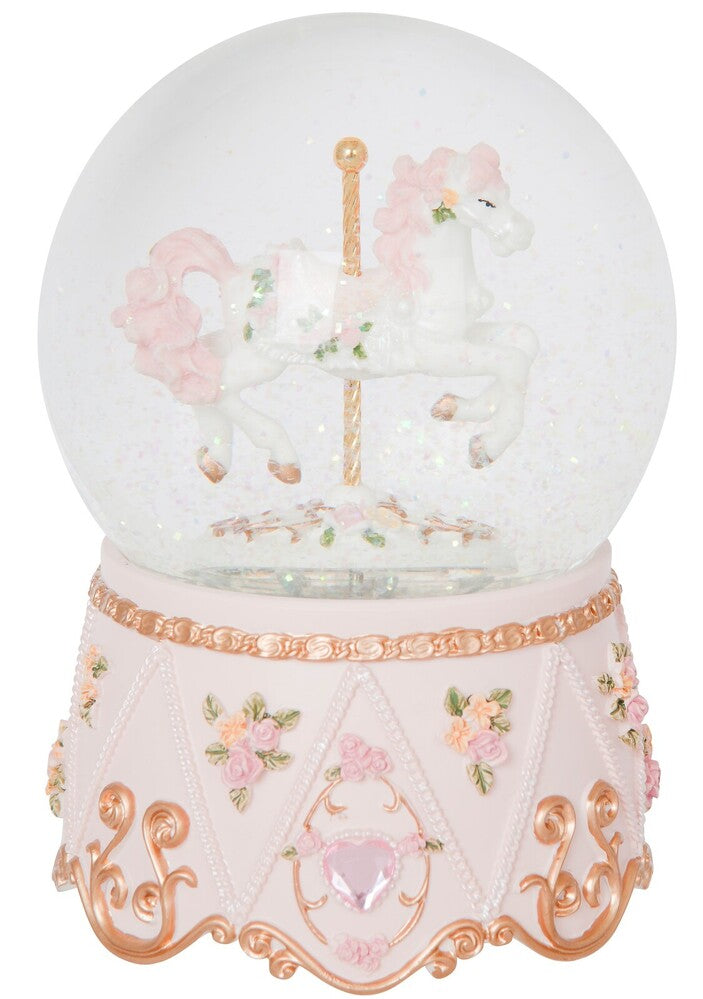 Russell Collection Resin Snow Globe - Carousel Horse with Music