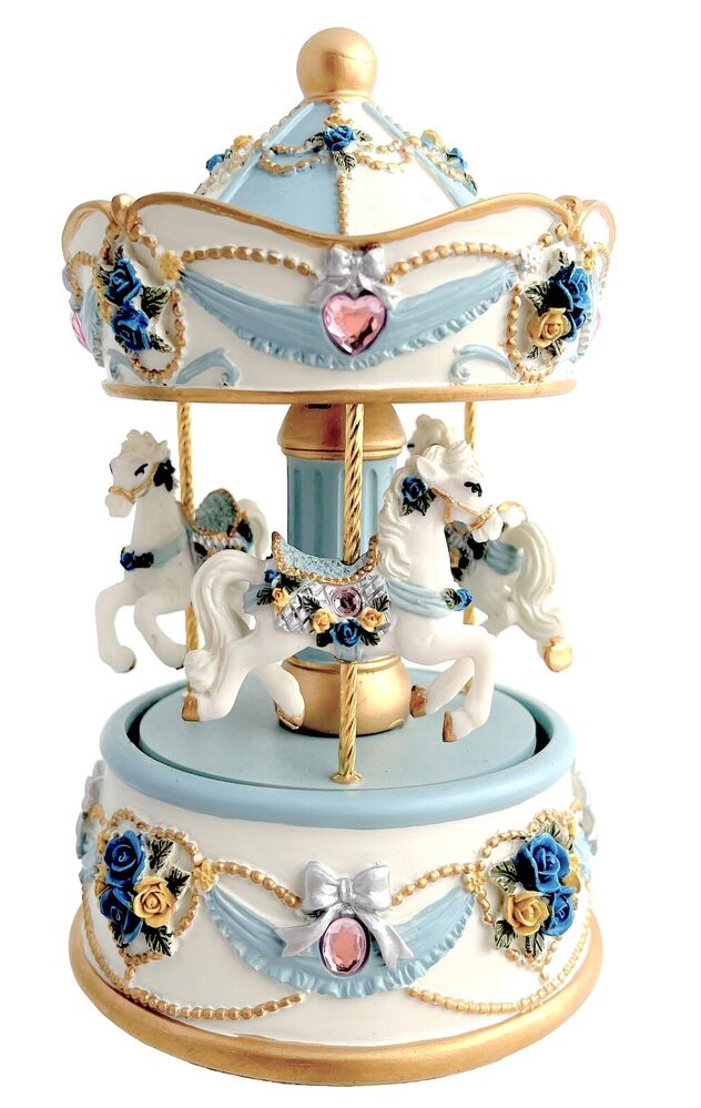 Russell Collection Carousel - 3 Horse Petite Blue