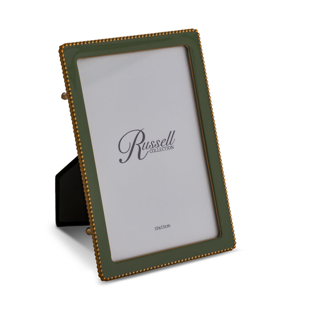 Russell Collection Frame - Olive & Gold Tone Beaded Frame 4x6in