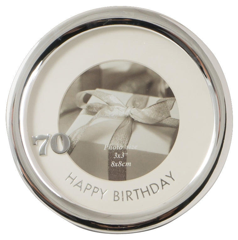 Russell Collection Photo Frame - Round Happy Birthday 70 3x3