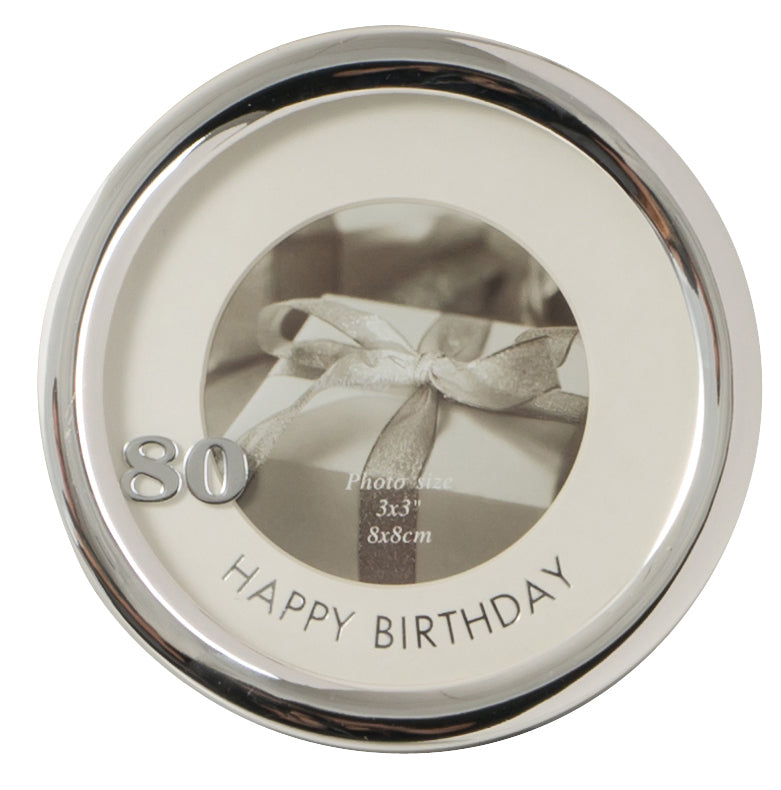 Russell Collection Photo Frame - Round Happy Birthday 80 3x3
