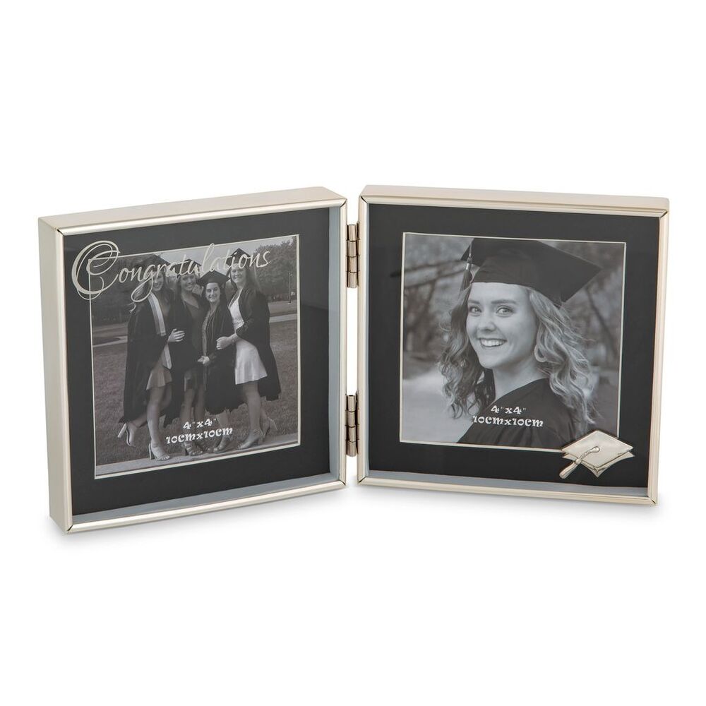 Russell Collection Photo Frame - Graduation Double Silver Plated 4x4