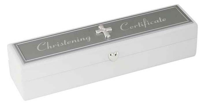 Russell Collection - Silver-Plated Christening Certificate Box White