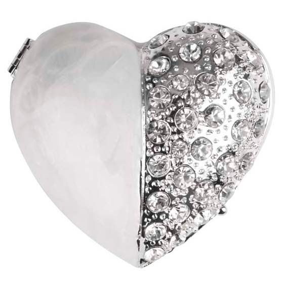 Russell Collection - Epoxy Heart-Shaped Half Diamante Trinket Box