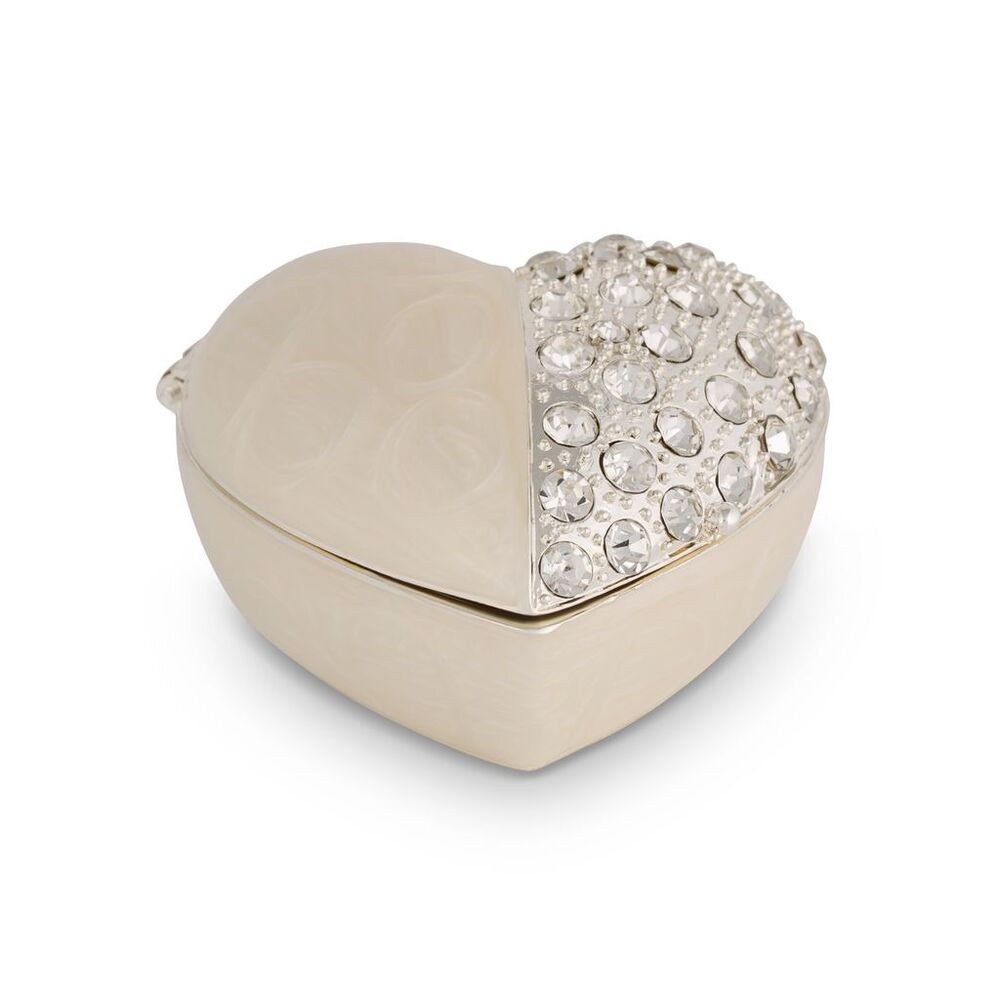 Russell Collection - Epoxy Heart-Shaped Half Diamante Trinket Box