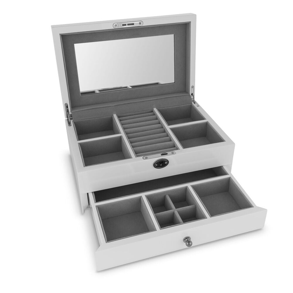 Russell Collection - White Glass 1 Drawer Jewellery Box 25cm