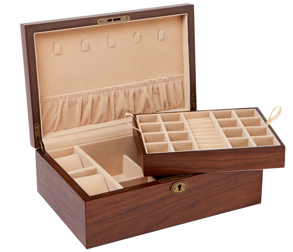 Russell Collection - Matte Walnut Veneer Jewellery Box
