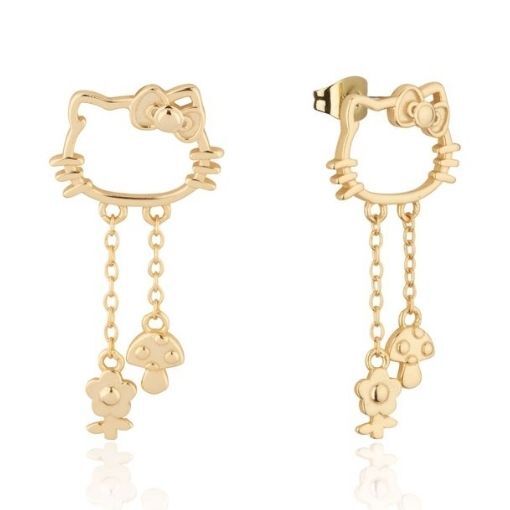 Couture Kingdom - Sanrio - Precious Metal Hello Kitty Outline Stud Earrings Gold