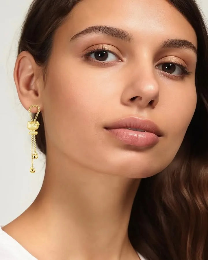 Couture Kingdom - Sanrio - Precious Metal Hello Kitty Outline Stud Earrings Gold